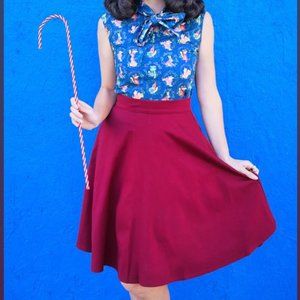 Retrolicious burgundy swing skirt size M (NWOT)